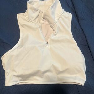 ANTONIO MELANI Cream Zip-Up Crop Top